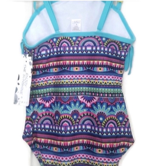 Little Girl's Size 4 Swimsuit Multicolor Aztec Print One Piece Bathing Suit - Picture 2 of 6